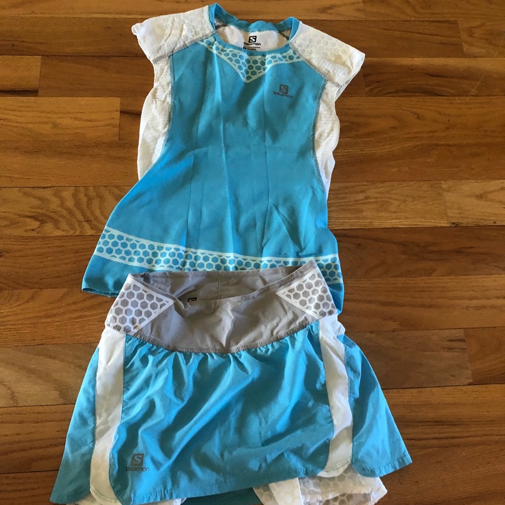 Salomon s-lab exoskin running skort and top